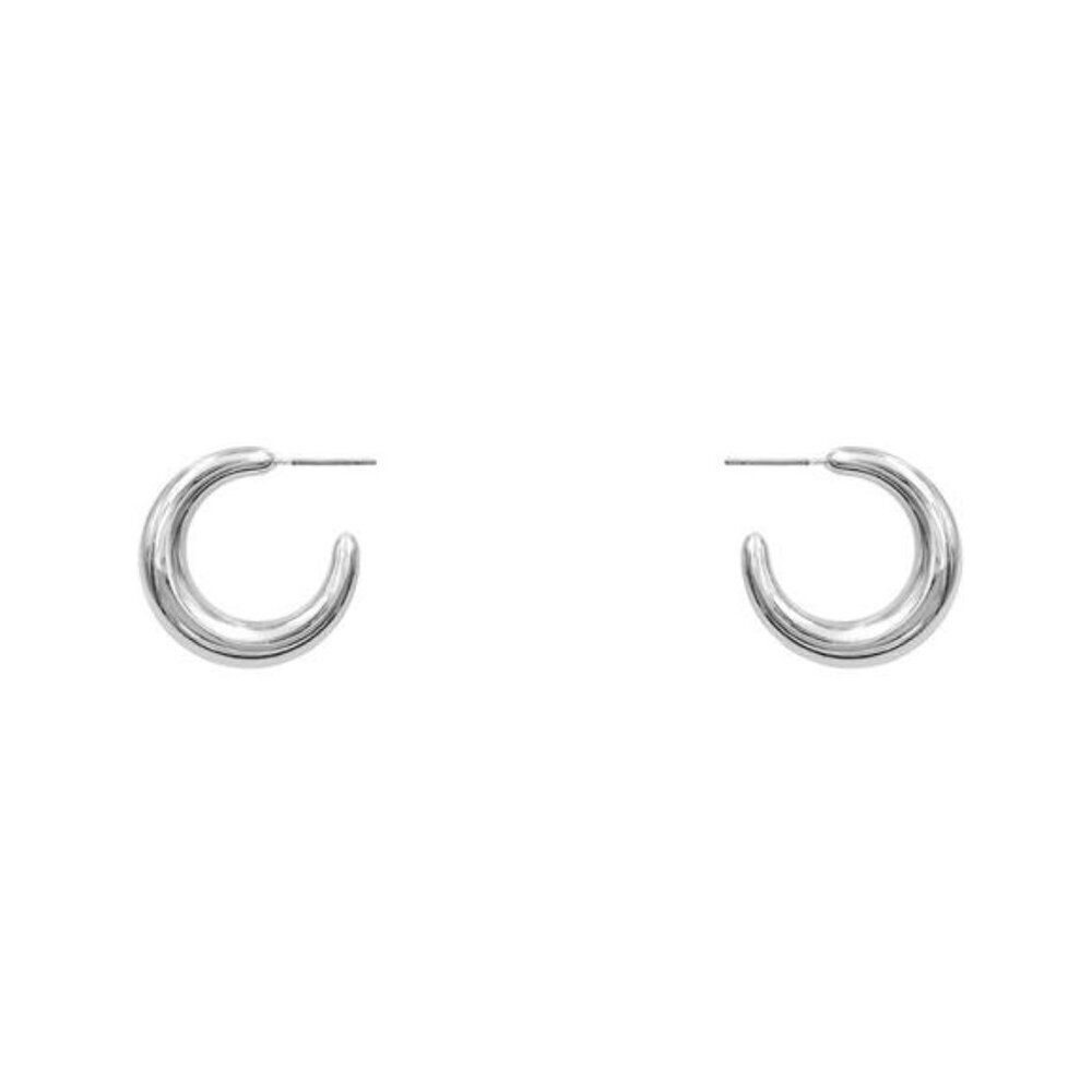Rhodium And Gold Open Circle Earrings